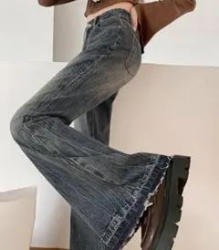 最終値下げ中‼️Miniministore レトロ フレアデニムパンツ ローエッジのサムネイル