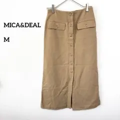 MICA&DEAL リブ前ボタンベージュタイトスカートロング38Mサイズd243のサムネイル