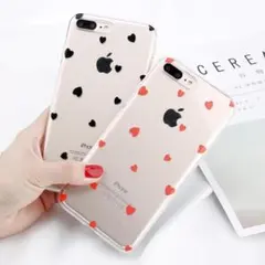 iPhoneX/XS 大人気スマホケース かわいいブラックのハート柄 クリア