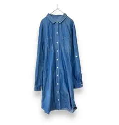 オールドネイビー　デニムロングシャツ　チュニック　M ロールアップ　羽織り 綿