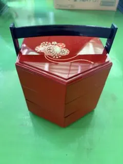 六角重箱 三段 手提げ付き 毬柄