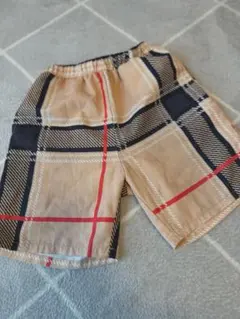 130 チェック柄ハーフパンツ ベージュ