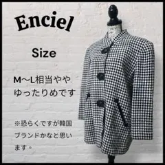 やや着用感あり　Enciel 千鳥格子 ジャケット ブラック×ホワイト M〜L