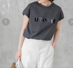 グレディブリリアン UTOPIEパール ロゴ Tシャツ チャコールグレーのサムネイル