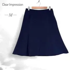 クリアインプレッション フレアスカート M ネイビー ひざ丈 Aラインのサムネイル