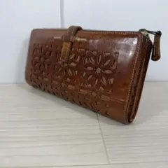 genten ゲンテン カットワーク Lファスナー ラウンドジップ 長財布