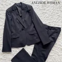 ANCHOR WOMANセットアップスーツ ストライプ グレー WASHABLE