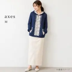 axes femme パーカー M ネイビー レース刺繍 ジップアップ フード付のサムネイル