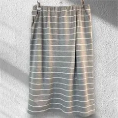 OPAQUE.CLIP 美品 ボーダータイトスカート グレー 通勤美脚 252のサムネイル