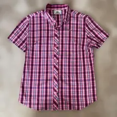 LACOSTE 半袖シャツ 40 ピンク系チェック