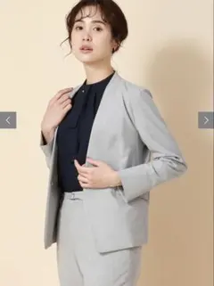 【新品】SUIT SQUARE ジャケット 春夏 ノーカラー ライトグレー 42のサムネイル