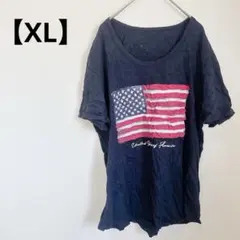 アメリカ国旗 Tシャツ 【XL】 ネイビー 半袖 アメカジ スタイリッシュ