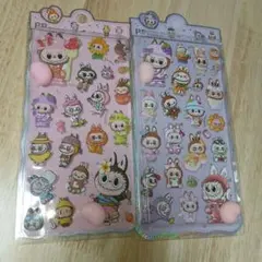 大人気 ラブブ ぷにぷにおしりシール ぷくぷくシール 立体3Dシール 2シート