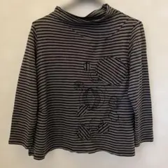慈雨　ストライプ ハイネック長袖Tシャツのサムネイル