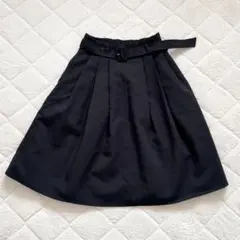 【ロペピクニック】ベルト付 フレアスカート 黒