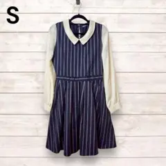 AS KNOW AS アズノウアズ ストライプ 襟付き ワンピース 秋服 ワンピ