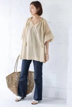 イエナ コットンシルクスキッパーギャザーブラウス 定価1.5万円
