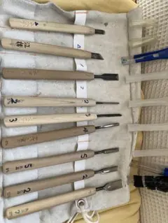 彫刻刀9本セット 安全キャップ・本革カバー付き