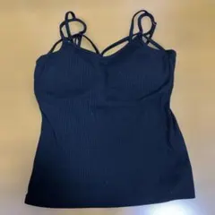 ブラックリブ編みキャミソール 取り外しパット付♡