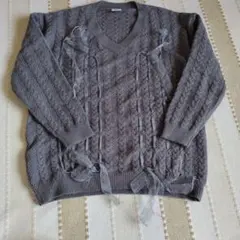 HOOK for girls グレー ケーブルニットセーター