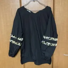 黒 ファー付きバルーンスリーブトップス　ZARA ベーシック