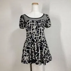 美品 セシルマクビー 総レース チュニック M 黒 ブラック パフスリーブ
