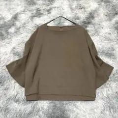 【イッツインターナショナル】ブラウス ベージュ F 5分丈 袖折返し加工 春夏秋