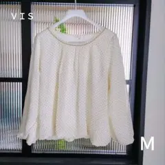 ＶＩＳ 長袖ブラウス ドット柄 ホワイト ビス