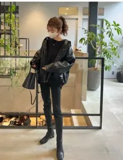 JAVA黒 レザー オーバーサイズジャケットMサイズ