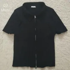 GU　黒　リブ半袖　ジッパー