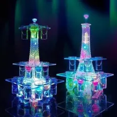テキーラ観覧車 エッフェル塔型 LEDカップシャンパンタワー 観覧車