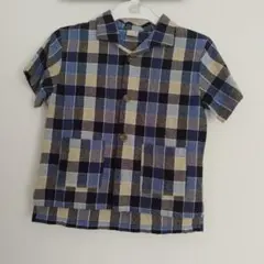 petit main チェック柄 半袖シャツ 110