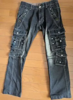 ブラック カーゴパンツ 多ポケット