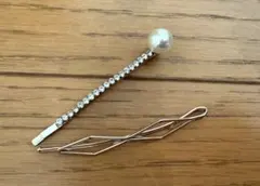 パールとクリスタル装飾のヘアピンセット　ヘアピン　髪飾り