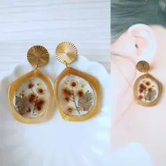 レジンのミモザピアス♡