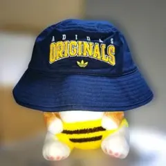 極美　アディダスオリジナルス バケットハット ネイビーゴールド　大きめ　59cm