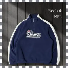 3012/リーボックNFLペイトリオッツ チーム刺繍ロゴ フリースハーフジップM