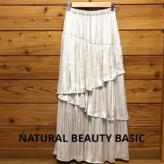 NATURAL BEAUTY BASIC☆サテンロングスカート アシンメトリーのサムネイル