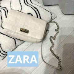 ZARA チェーン　ショルダーバッグ　レザー　ホワイト　春夏