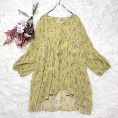 【大きいサイズ】eur3 ティアード チュニック （3L〜4L相当）総柄 花柄のサムネイル