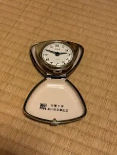 Telock 手巻き トラベルクロック 置時計 レトロ 拓殖大学卒業記念
