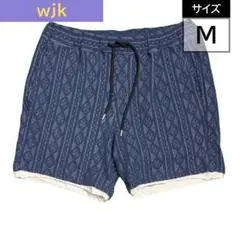 【美品】wjk ジャガード レイヤード ショートパンツ M ネイビーのサムネイル