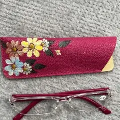 （新品）花柄メガネケースと眼鏡（老眼鏡）セット