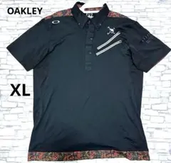 美品☆ OAKLEY スカル ゴルフウェア ゲームポロシャツ サイズXL 花柄