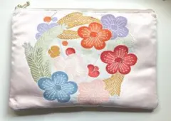 No.219 ファスナー30cm ポーチ　1点物　帯リメイク 訳あり