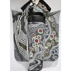 総絞り！◇ 振袖セット ◇165.5cm帯小物付黒白フルセットKS13