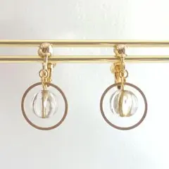 [31]チェコメロンパーツとリングパーツのイヤリング ゴールド調 シンプル 上品