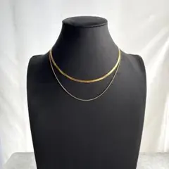 2連 チェーンネックレス ゴールド スネークチェーン シンプル ステンレス 金色