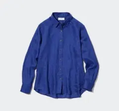 ユニクロ　プレミアムリネンシャツ（長袖）　ブルー　3XL