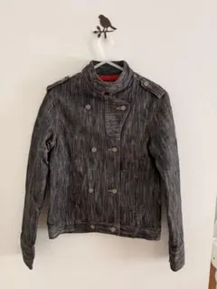 mash maniaダークグレー ダブルブレストジャケット 鯉刺繍